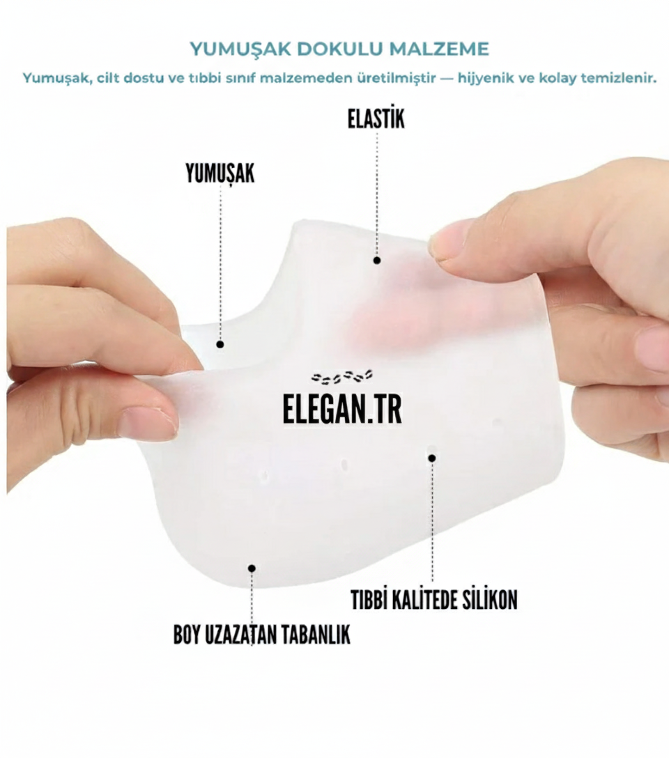 Boy Uzatan Çorap görünmez 3-4 cm topuk