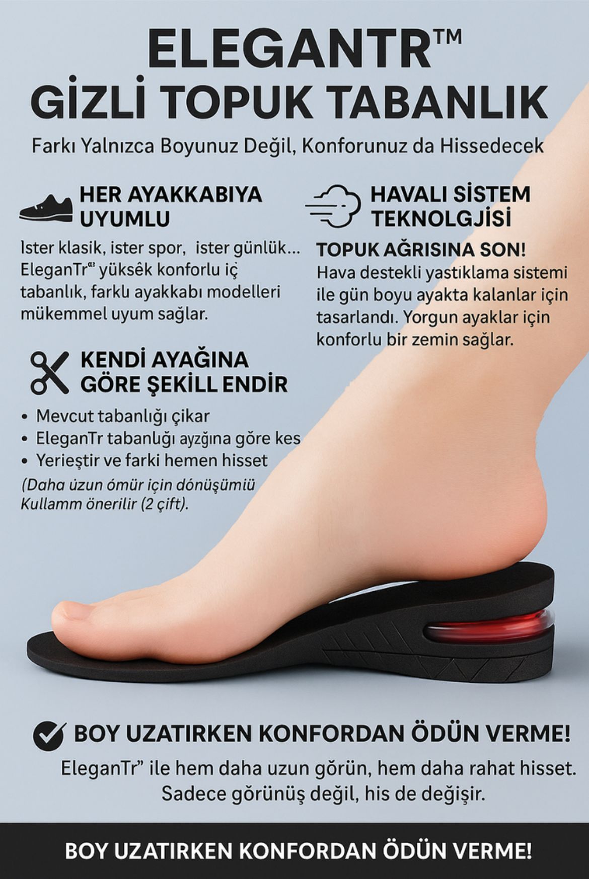 Boy uzatıcı tabanlılık ayarlanabilir 5-6CM